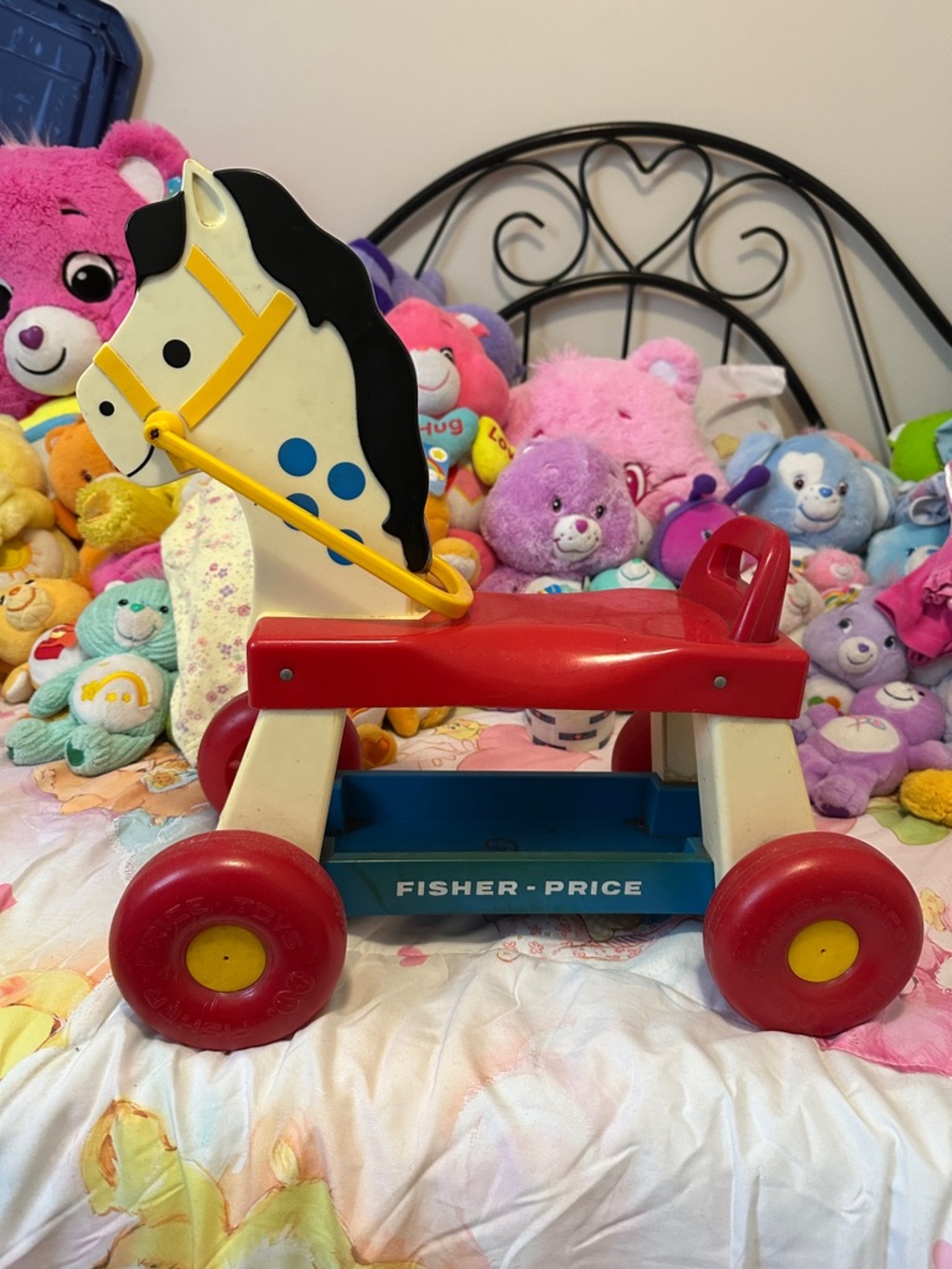1976 Fisher-Price Red and White Classic Ride-On Rocking Horse